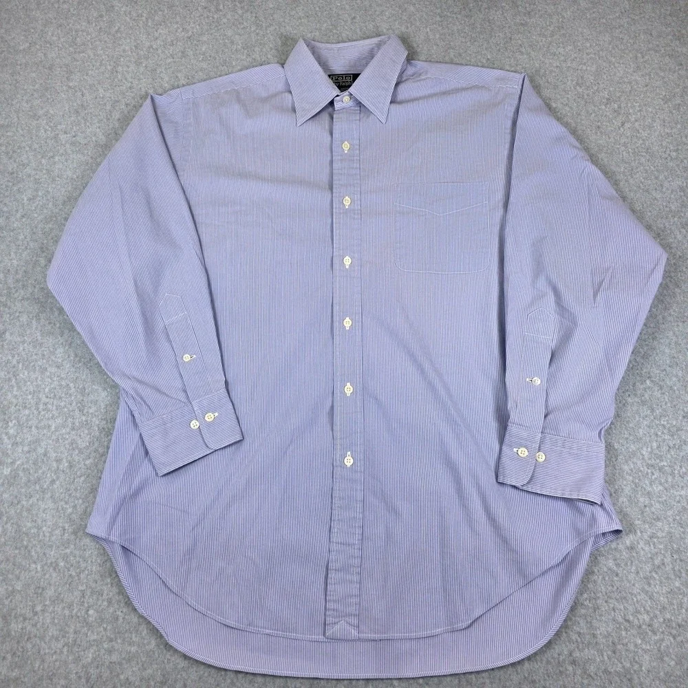 Polo Ralph‎ Lauren Andrew Button Dress Shirt Men's Size 16 32/33 Striped Purple